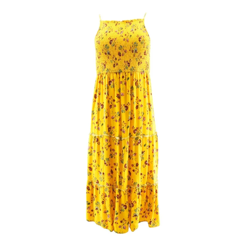 Yellow Floral Midi Dress