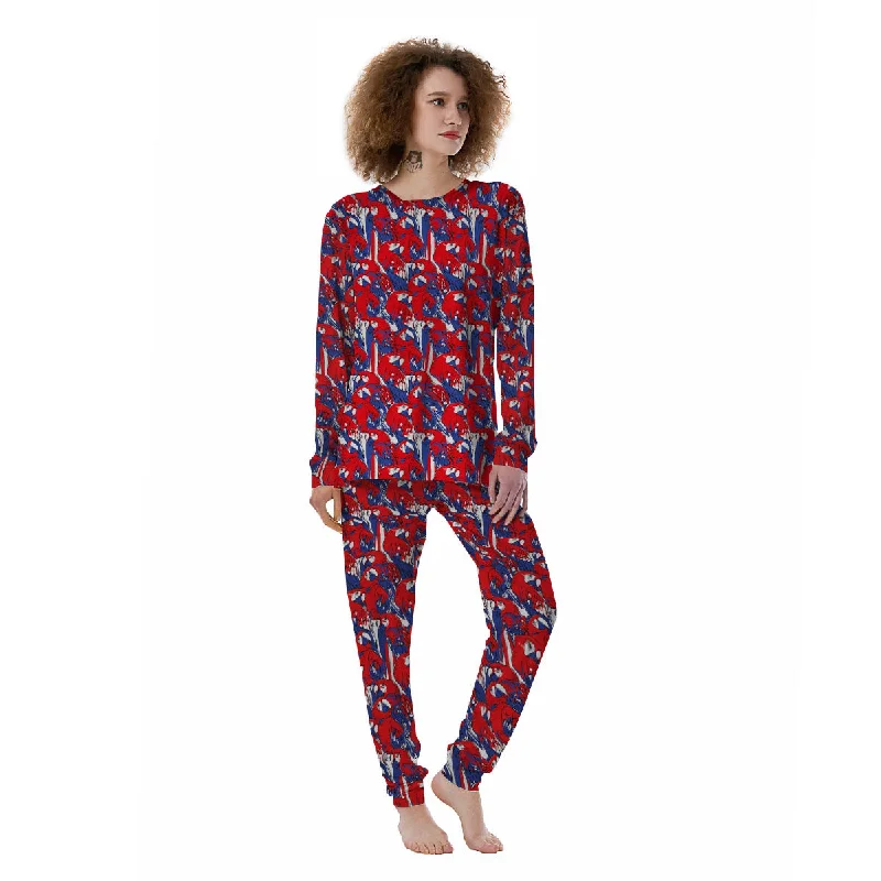 Tropical Parrot Print Pattern Women's Pajamas Bamboo pajama sets