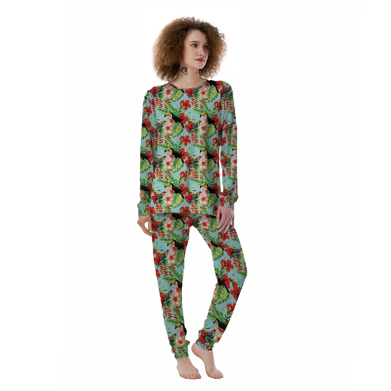 Tropical Parrot Toucan Print Pattern Women's Pajamas Maternity pajama sets