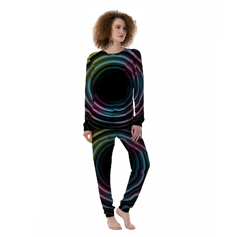 Tunnel Lights Teal And Pink Print Women's Pajamas Custom pajama sets with names