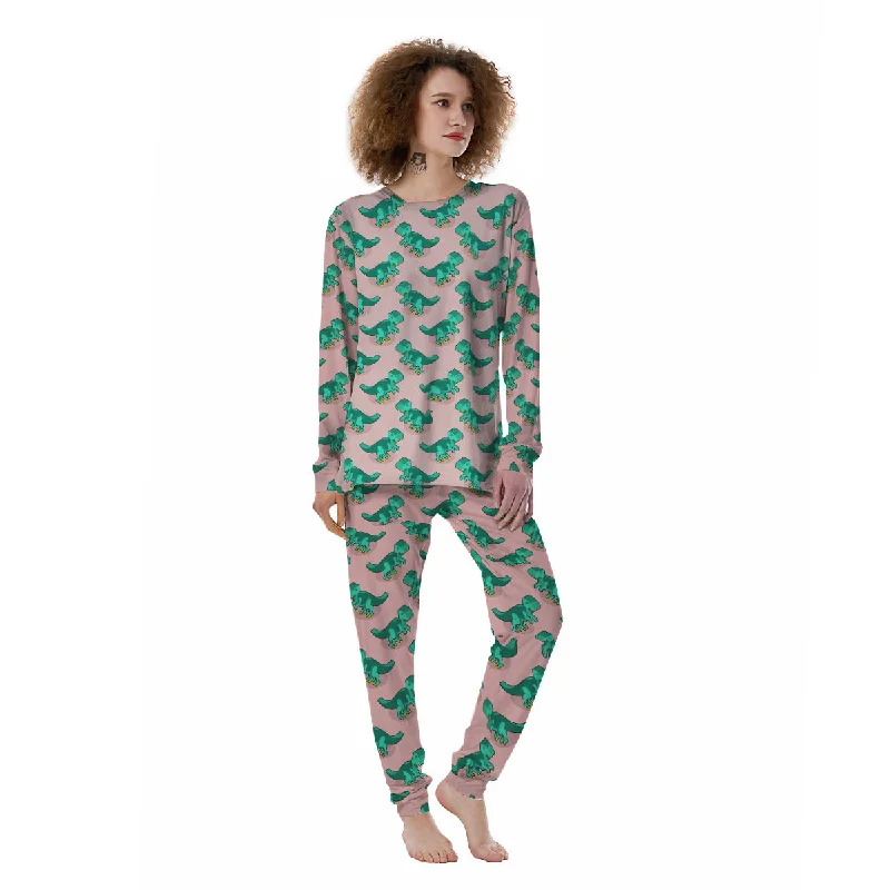 Tyrannosaurus Isometric Print Pattern Women's Pajamas Best pajama sets for sensitive skin