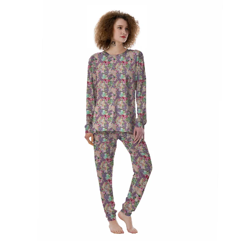 Unicorn Magic Floral Print Pattern Women's Pajamas Spa pajama sets