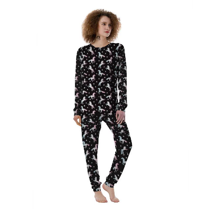 Unicorn Night Winged Print Pattern Women's Pajamas Classic pajama sets