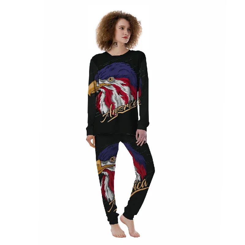 USA Eagle Patriotic Print Women's Pajamas Bamboo pajama sets