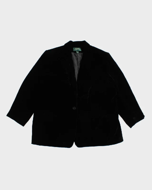 Womens Black Velvet Ralph Lauren Single Button Suit Jacket - XL Travel pajama sets