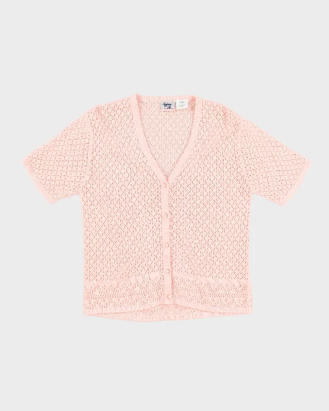 Womens Pink Short Sleeve Button Up Crochet Jumper - M Best pajama sets for pregnancy Womens Pink Short Sleeve Button Up Crochet Jumper - M Best pajama sets for pregnancy