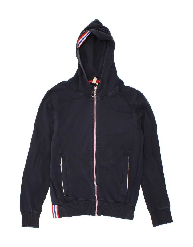 COLMAR Womens Zip Hoodie Sweater UK 14 Medium Navy Blue Cotton Thermal sweaters