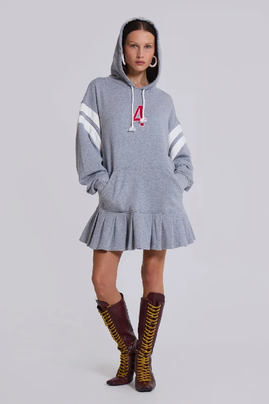 4 or Nothing Sweater Dress in Grey Marl Satin mini dresses