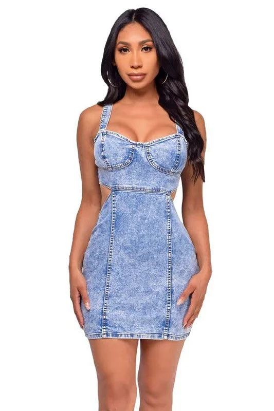 WOMEN FASHION DENIM DRESS Halter mini dresses