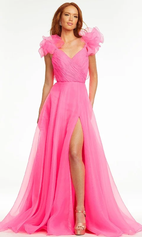 Ashley Lauren - 11166 Ruffled V-Neck A-Line Gown ASOS party dresses