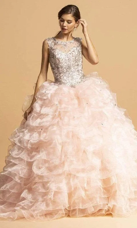 Aspeed Design - L2156 Beaded Applique Ruffled Ballgown Sexy party dresses