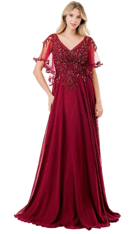 Aspeed Design M2911F - V-Neck Beaded Lace Evening Gown Discounted party dresses