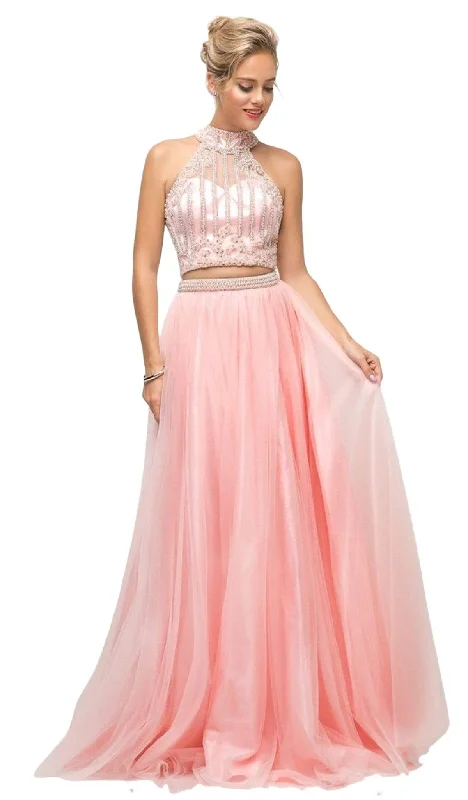 Cinderella Divine - 8994 Beaded Illusion High Halter A-Line Gown Wedding guest party dresses Cinderella Divine - 8994 Beaded Illusion High Halter A-Line Gown Wedding guest party dresses