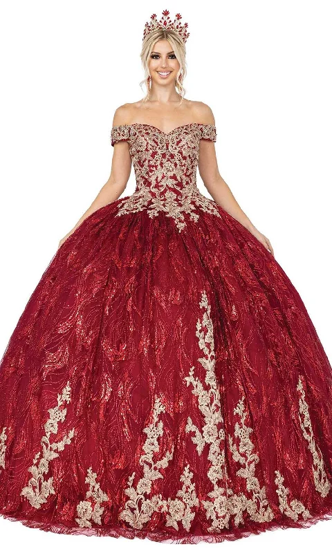 Dancing Queen - 1579 Appliqued Glitter Print Ballgown Designer party dresses