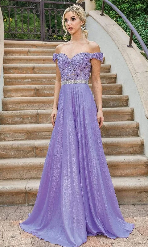 Dancing Queen - 4238 Off Shoulder A-Line Evening Dress Corset party dresses