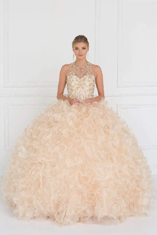 Elizabeth K - GL1554 Bejeweled Organza Ruffled Ballgown Urban Outfitters party dresses Elizabeth K - GL1554 Bejeweled Organza Ruffled Ballgown Urban Outfitters party dresses