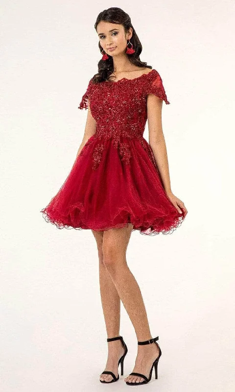 Elizabeth K GS1953 - Beaded Lace Bateau Cocktail Dress Plus size party dresses