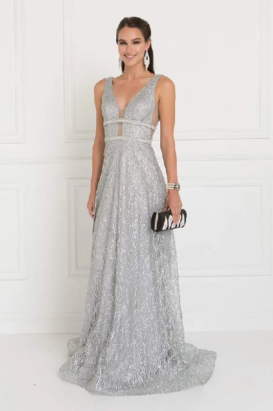 Elizabeth K - Sequined Plunging V-neck A-line Evening Gown GL1575 Graduation party dresses