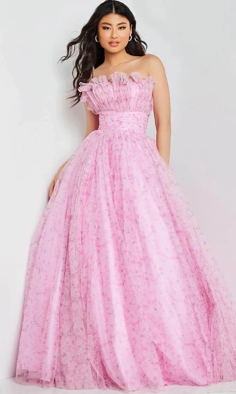 JVN by Jovani JVN26209 - Ruffled Neck Strapless Ballgown Knitted party dresses