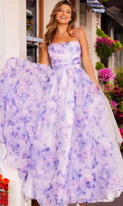 JVN by Jovani JVN38609 - Floral Print A-Line Prom Gown Cheap party dresses