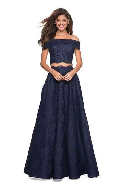 La Femme - 27028 Two-Piece Off Shoulder Scalloped Lace Gown Affordable party dresses