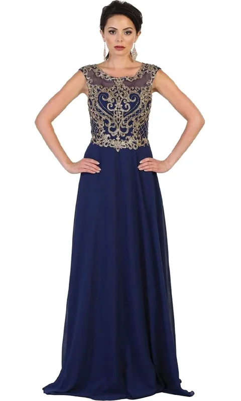 May Queen - Embroidered Illusion Jewel A-line Evening Dress Flattering party dresses for all body types May Queen - Embroidered Illusion Jewel A-line Evening Dress Flattering party dresses for all body types