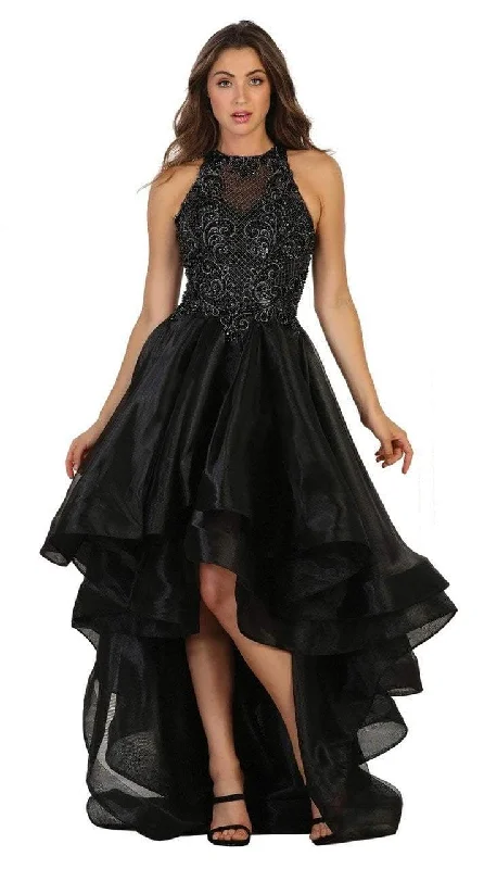 May Queen Embroidered Illusion Lattice High Low Gown Summer party dresses