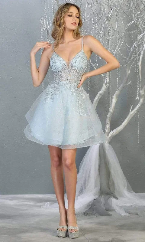 May Queen - MQ1816 Beaded Embellished Tiered Tulle Cocktail Dress Fashion-forward party dresses May Queen - MQ1816 Beaded Embellished Tiered Tulle Cocktail Dress Fashion-forward party dresses