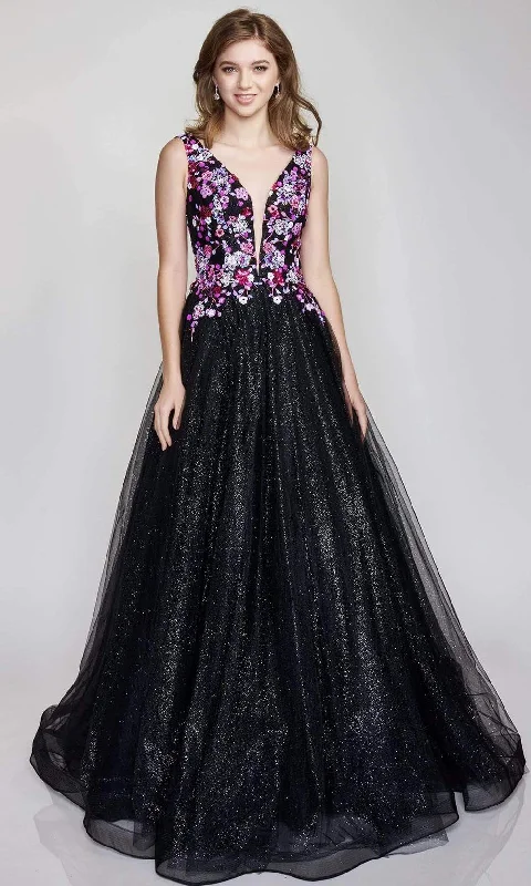 Nina Canacci - 3184 V Neck Floral Glittered Gown H&M party dresses