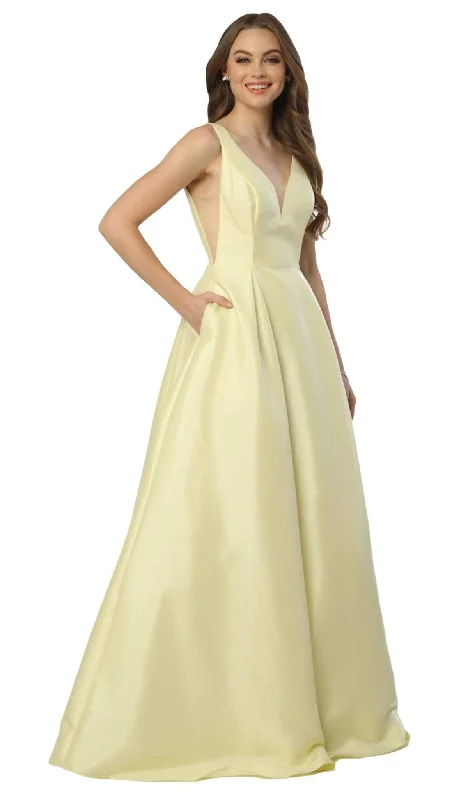 Nox Anabel - E156 Sleeveless Illusion Panel V Neck A-Line Gown Leather party dresses Nox Anabel - E156 Sleeveless Illusion Panel V Neck A-Line Gown Leather party dresses