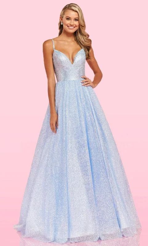 Sherri Hill - 54205 Plunging V Neck Glitter Organza Ballgown Formal party dresses