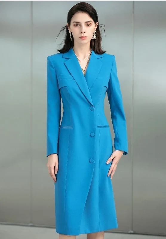 Blue Doublebreasted Coat Dress Summer unclassified dresses