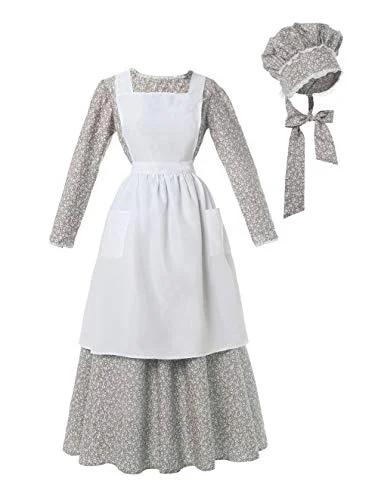 Dress Womens American Historical Clothing Modest Prairie Colonial Dress Pastel unclassified dresses