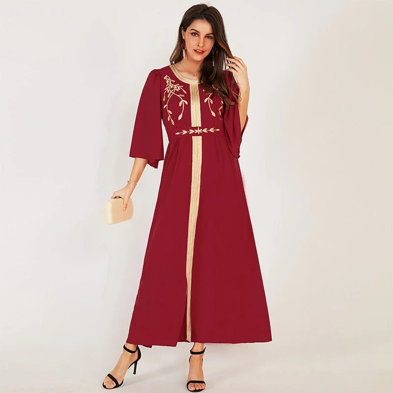 Amy Fashion - O Neck Half-Sleeved Golden Edge Dresses Best-selling unclassified dresses