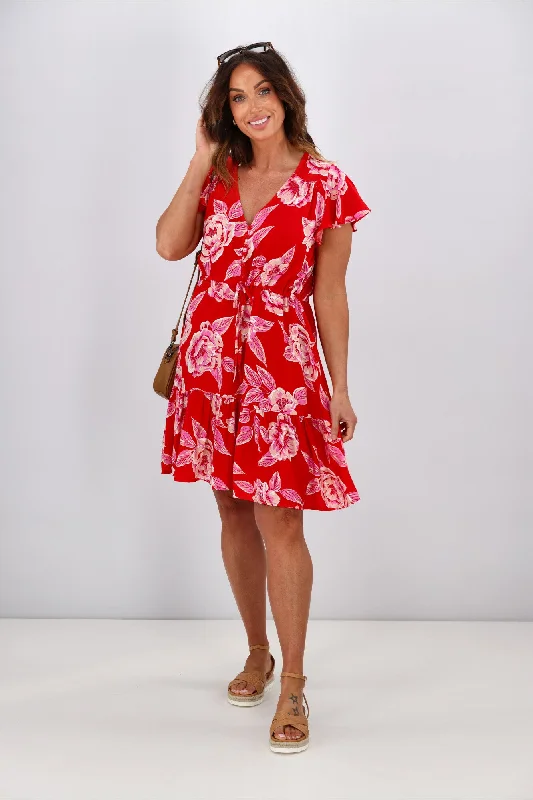 Salty Bright Layla Dress Red Long unclassified dresses
