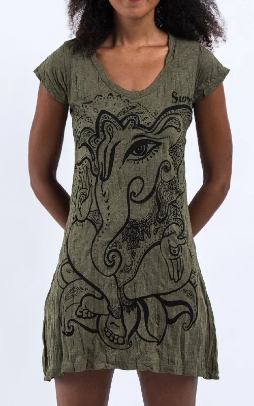 Sure Design Women's Cute Ganesha Dress Green Club unclassified dresses