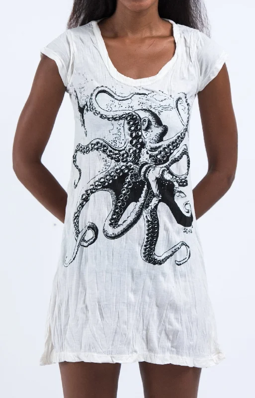 Sure Design Women's Octopus Dress White Neutral tone unclassified dresses