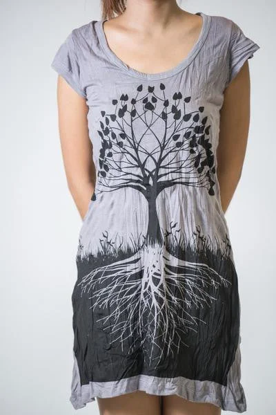 Sure Design Women's Tree of Life Dress Gray Long unclassified dresses