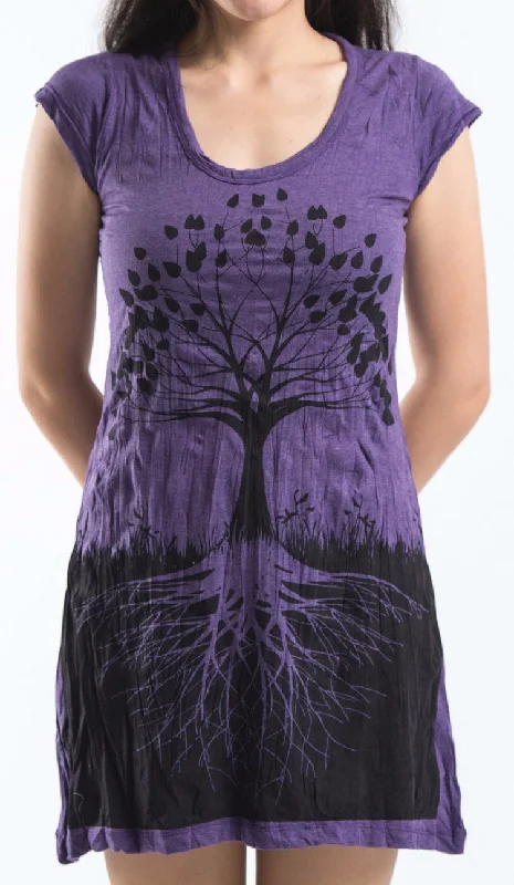 Sure Design Women's Tree of Life Dress Purple Metallic unclassified dresses