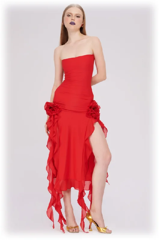 Irregular Tulle Bandeau Dress Tulle Maxi Dress