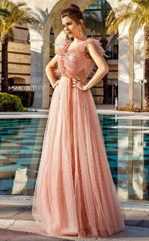 MNM Couture F6202 - Sleeveless Tulle Evening Dress Long Sleeve Tulle