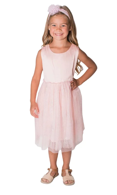 Popatu Little Girl's Peach Tulle Dress Stylish Tulle Gown