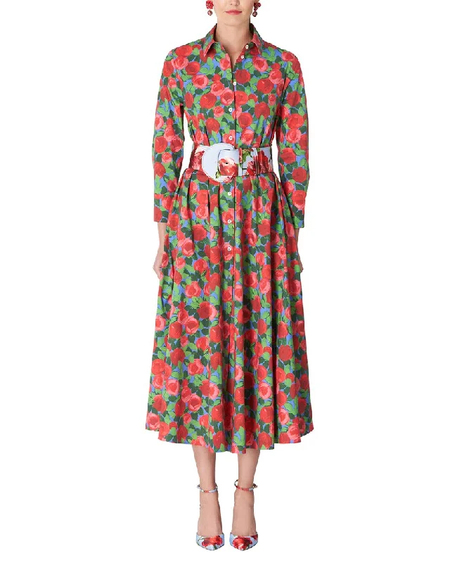 Carolina Herrera 3/4-Sleeve Collared Shirt Dress Shirt Dress Style